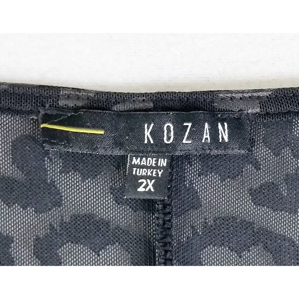 KOZAN Women's Black Leopard 2 Piece Pant Set Plus Sz 2x Loungewear - Picture 4 of 11